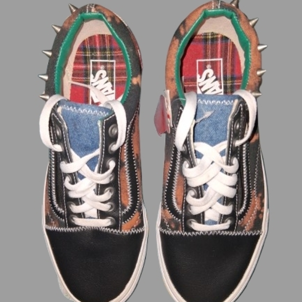 Vans Mixed-Media Low-Top Sneakers — Black, Brown, Blue, Green, Red